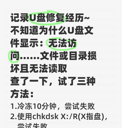 解决U盘文件损坏无法打开的方法（快速修复U盘文件损坏问题，恢复数据安全）